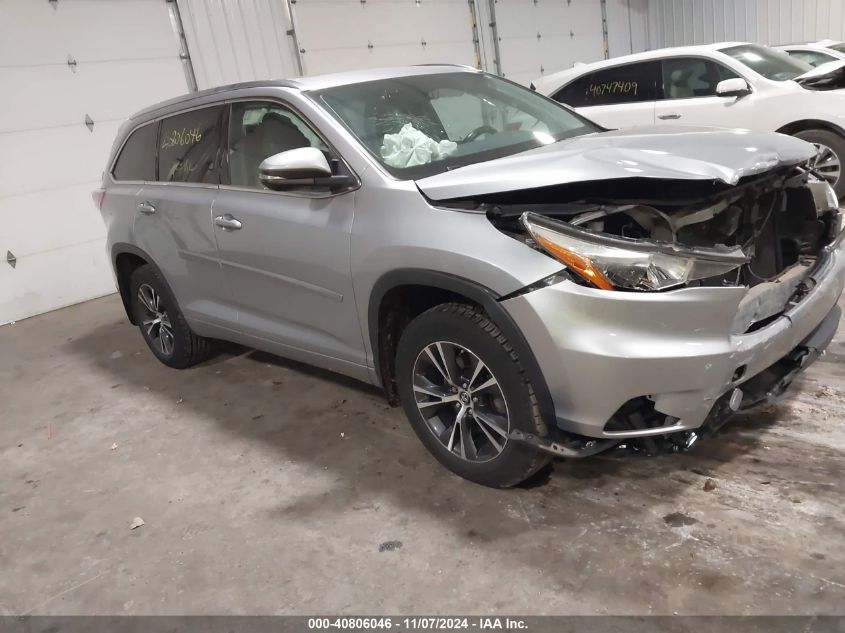 2016 Toyota Highlander Xle V6 VIN: 5TDJKRFH5GS287634 Lot: 40806046